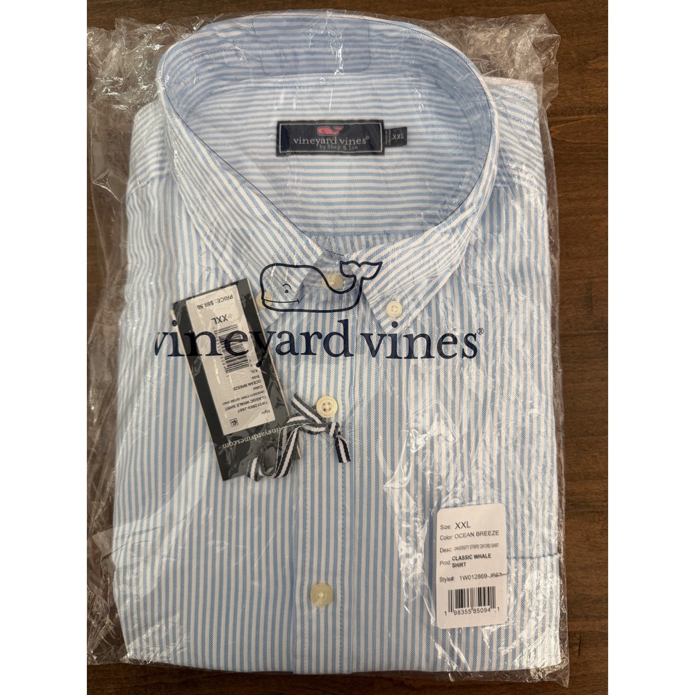 Vineyard Vines Mens XXL University Stripe Oxford Shirt Ocean Breeze  NWT